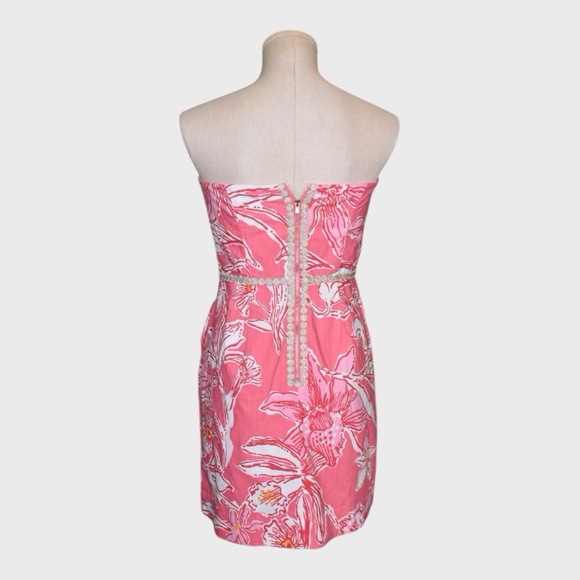 Vintage Lilly Pulitzer Bloomy Strapless Dress White Label - Picture 3 of 6